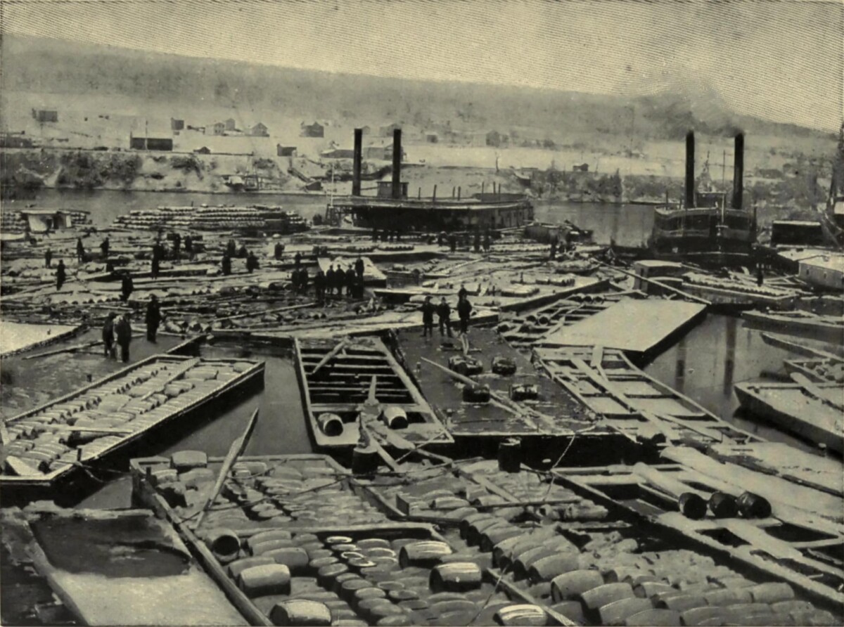 Oil Barges in Oil City, PA 1864